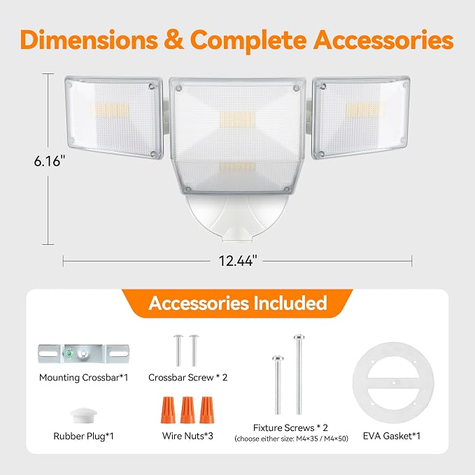 85W 10000LM Switch Controlled Outdoor Flood Lights, 4-Head Super Bright LED Security Light, 5000K Daylight, IP65 Waterproof Hardwired Exterior Light for Outside Garage Yard (White)