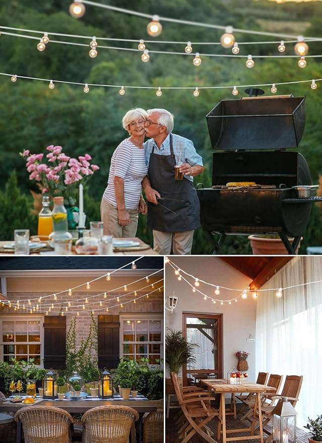 Brightown 30 FT Outdoor String Lights - Commercial Globe Patio Lights with 30 G40 LED Shatterproof Bulbs, Waterproof Connectable Hanging Light for Backyard Bistro Porch Cafe Deck