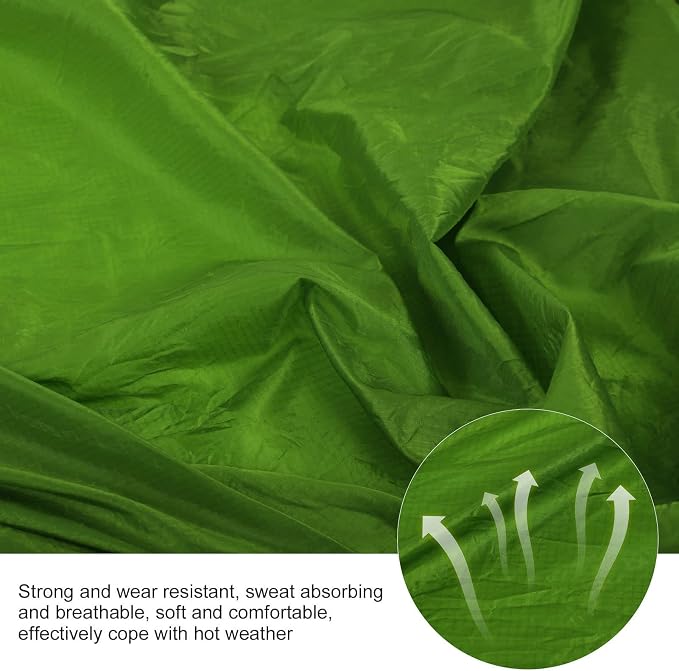 Portable Parachute Camping Hammock, Lightweight Outdoor Hammock with Aluminum Snap Hooks and Storage Bag, Compact Foldable Hammock for Hiking Travel Picnics (Grass Green)