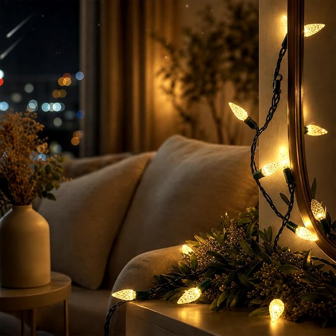 Heyworld C6 Gentle Twinkle Christmas Light, 120 LED Soft Twinkling Strawberry Lights, UL Certified 37FT Waterproof Connectable for Indoor Outdoor Xmas Tree Wedding Party Decor(Warm White)