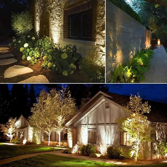 SUNTHIN 10 Pack Outdoor Landscape Lights with Transformer, LED Spotlights | Low Voltage Yard Lighting, Extendable Landscape Ground Lights, IP65 Waterproof Outdoor Spot Lights for Garden, Trees & House