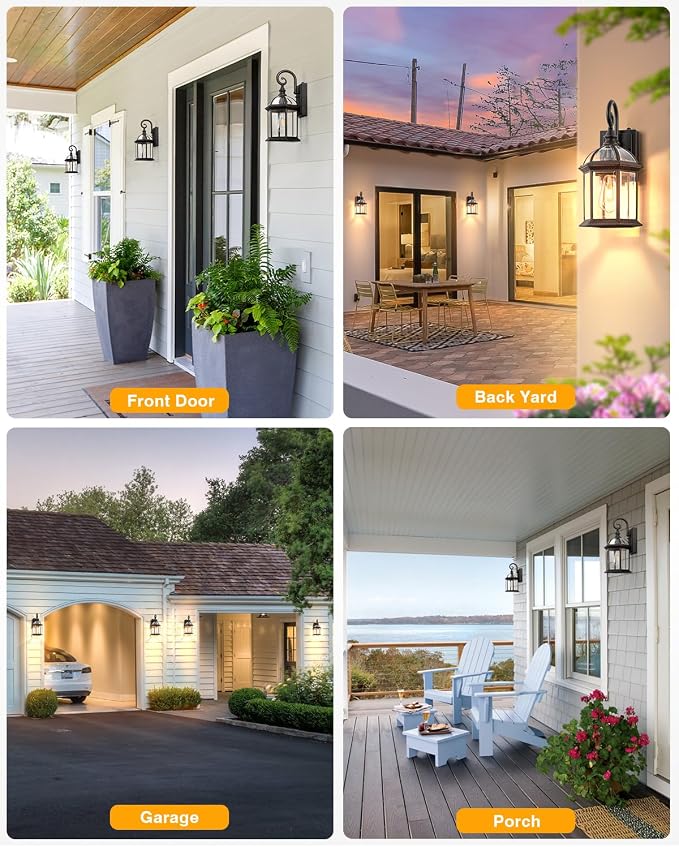 VIANIS 15.7" Large Outdoor Wall Lights, Oil Rubbed Bronze Dusk to Dawn Outdoor Lighting, 100% Aluminum Anti-Rust Outside Lights for House, Waterproof Porch Lights Outdoor for Doorway, Garage, Entryway