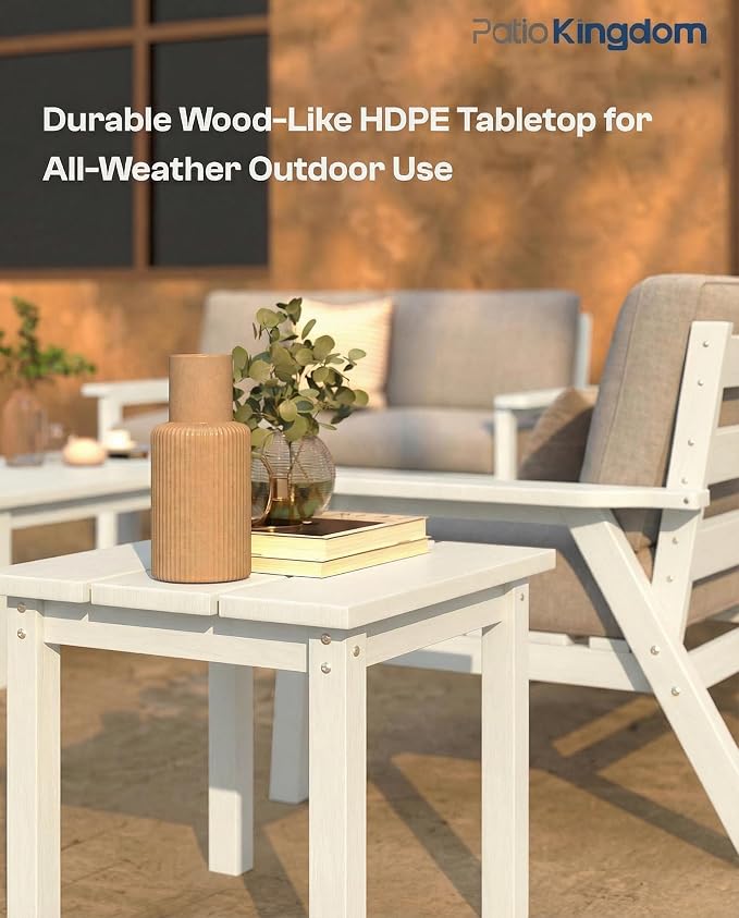10 Piece Outdoor Patio Furniture Set, Outdoor Couch with Washable Thick Gray Cushions, Coffee Table & Side Table, Patio Conversation Sets for Lawn, Garden, Porch, Balcony (White Frame)