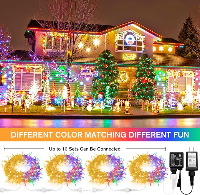 JMEXSUSS 100 LED Warm White & Multicolor Color Changing String Lights | 33ft Christmas Tree Lights Indoor Plug in, Christmas String Lights Outdoor Waterproof for Xmas Indoor Decor
