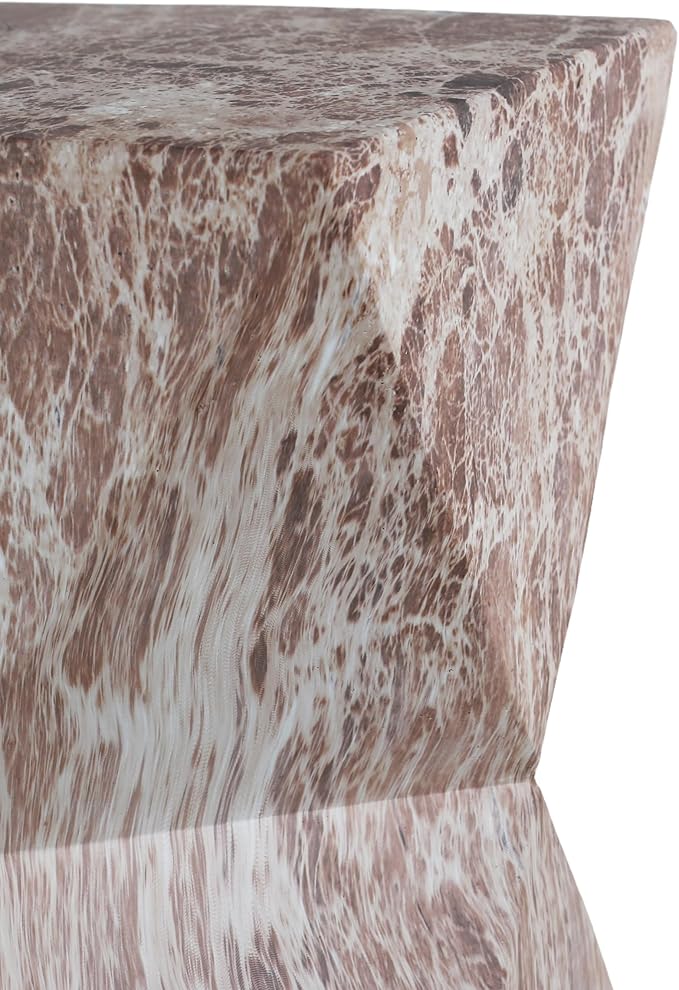 Faux Terrazzo Tree Stump Stool Table, Modern Cement Outdoor Side Table for Patio & Garden, Round Accent Table Indoor and Outdoor, Marble