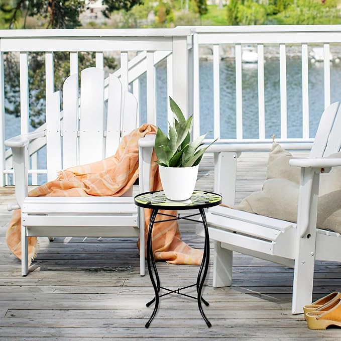 Subtropical Leaf Patio Table,Outdoor Side Table,Outdoor Bar Table | WEIBEFEE; 10 Inch; for Porch Garden Yard Pool Living Room; Fade-resistant; Great gift choice; Decoration Gifts