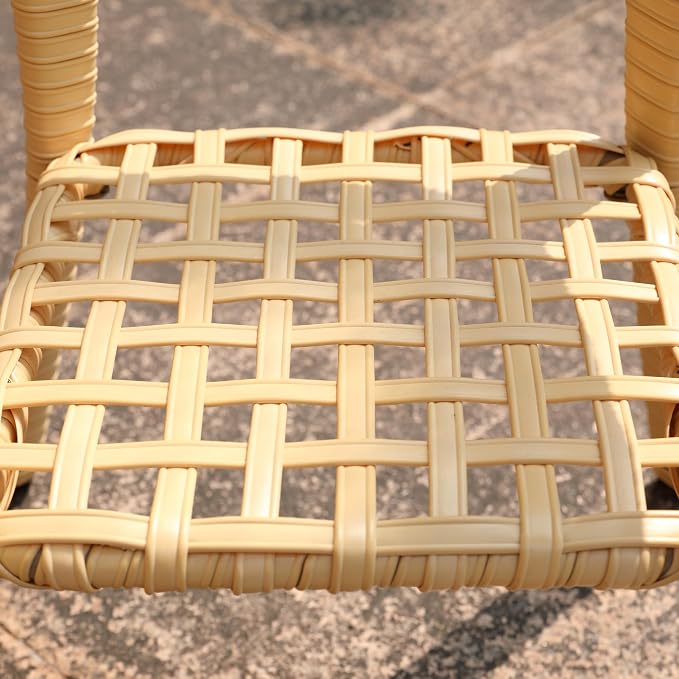 Outdoor Wicker Patio Side Table with Tempered Glass Top, 2-Tier Patio End Table with Storage Shelf, All-Weather PE Rattan Small Patio Table for Balcony, Backyard, Garden, Porch