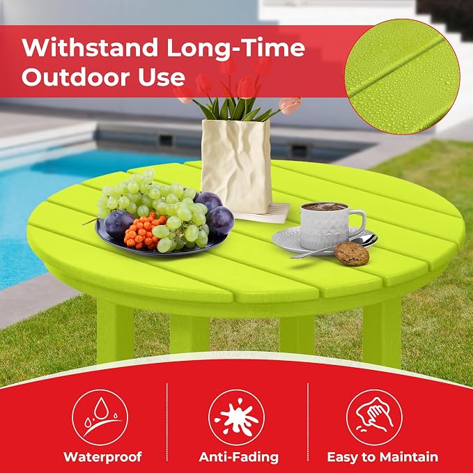 Costaelm Outdoor Bar Table, 42" Counter Height Round Patio Cocktail Bar Table, Patio Bar Table Bistro Dining Table Pub Table for Front Porch Deck, Backyard, Garden, Lime