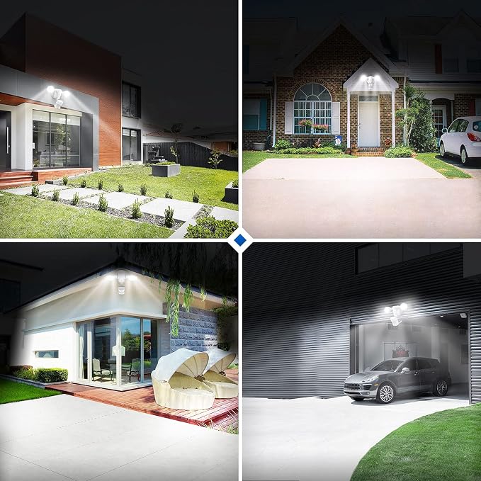 SANSI 15W 2000LM Motion Sensor Outdoor Lights, IP65 5000K (White) | 4 Modes Motion Lights for Outside, 320° Wide Angle LED Flood Lights Security Lights for Soffit, Backyard, Garage, Yard, Porch
