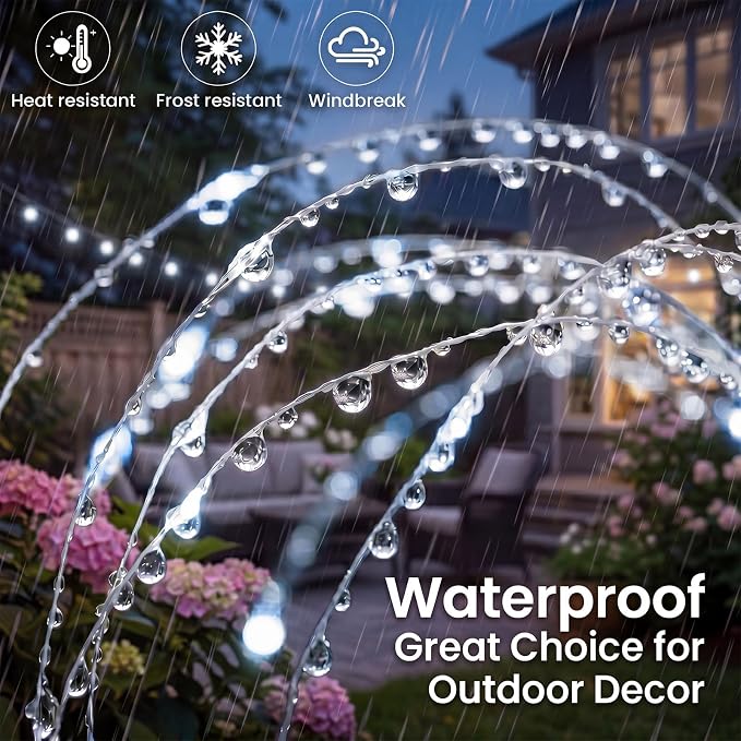 btfarm 2 Pack Solar Garden Lights Outdoor, 8 Modes Firework Lights Outside | 120LED, Waterproof Fairy Twinkle Light Solar Powered for Yard Christmas Pathway Lawn Pool Patio Decorative, Cool White