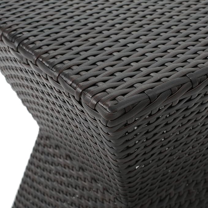 Outdoor Wicker End Table, Brown