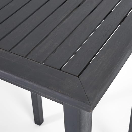 Christopher Knight Home Teresa Outdoor Minimalist Acacia Wood Rectangle Bar Table Dark Gray
