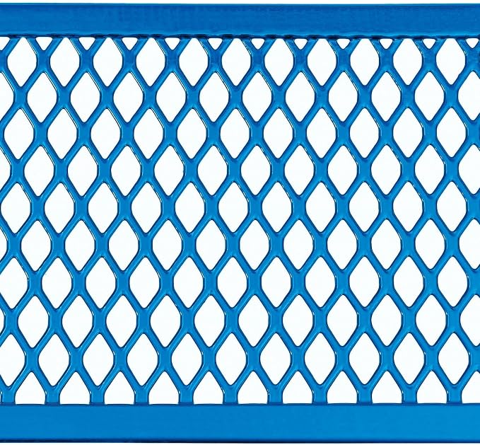 Global Industrial 6’L Rectangular Picnic Table, Expanded Metal, Blue Thermoplastic Coating, Attached Benches, 1-1/2” Umbrella Pole Hole, Outdoor-Rated, 1000 lb Capacity, 72” x 30” Tabletop