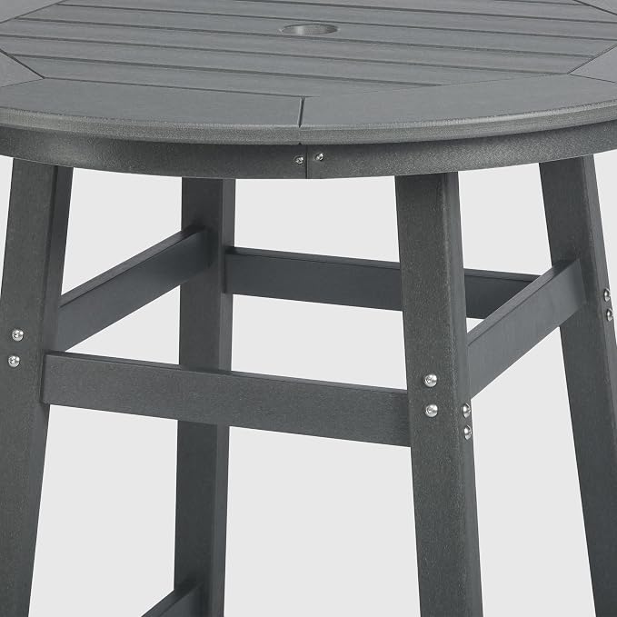 WestinTrends Malibu Outdoor 35" HDPE Round Patio Bar Height Table, Gray