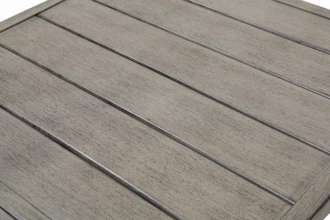 Side Coffee End Accent Patio Garden Outdoor Indoor Iron Square Metal Table, Powder Coated Finish, Painted Slatted Top, Curved Legs, Living Room Bedroom Balcony Entryway Furniture Decor (Grey)