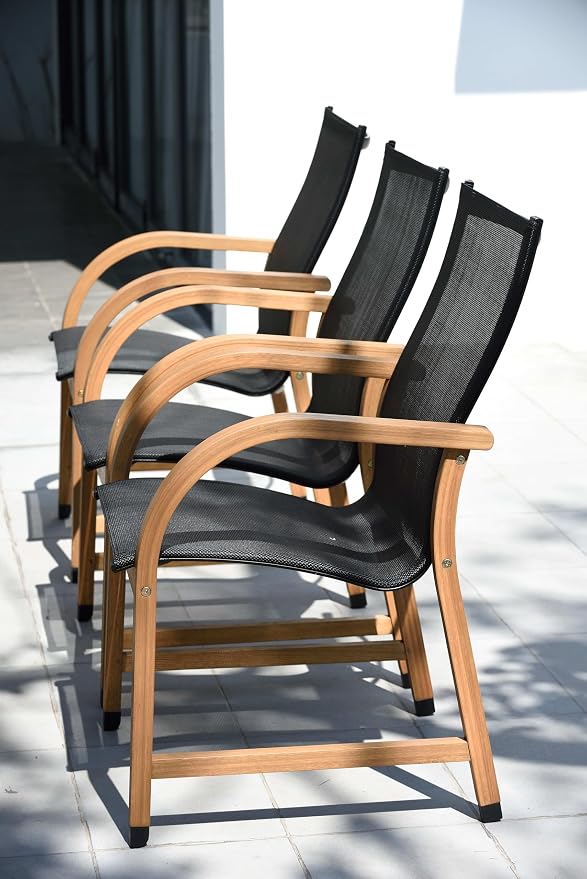 Urban Elements Mykonos 7-Piece Rectangular Patio Furniture Set | 100% Certified Teak Table and Teak Finish Chairs | Backyard Furniture, Rectangular Outdoor Dining Set