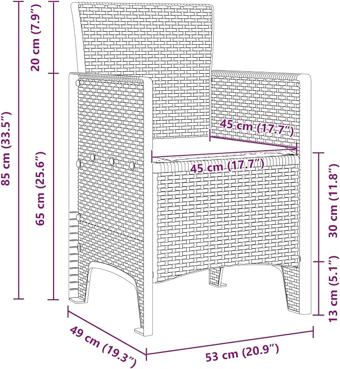 Garden Dining Set 7 Pieces Anthracite Poly Rattan Modern Outdoor Patio Furniture Set with Rectangular Table and 6 Chairs UV Resistant Cushions for Garden Balcony Deck Lawn