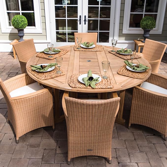 Royal Teak Collection DLT6 Round Drop Leaf Teak Table, 72-Inch