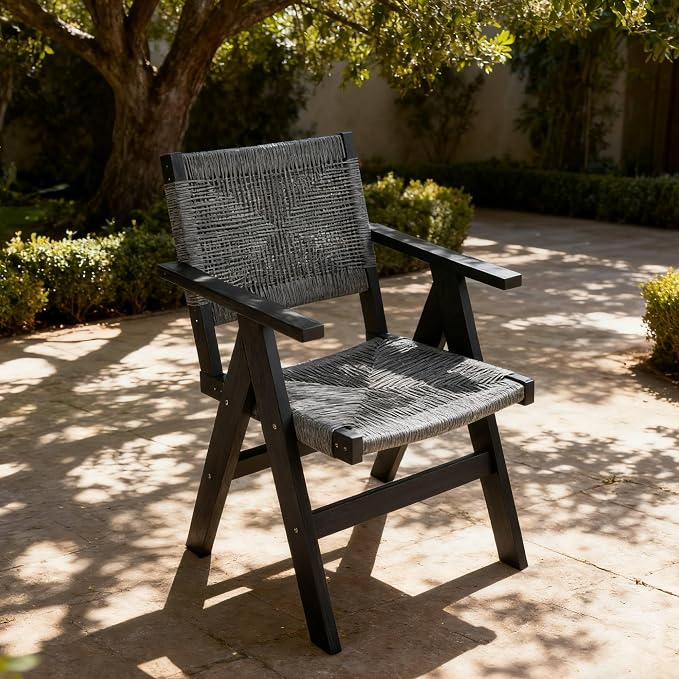 Patio Outdoor Chair, Dining Chair, Durable HIPS Material, Ergonomic Design, Mesh Chair for Patio, Gardens, Pool, Camping ect.(Charcoal Grey)