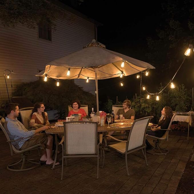 BLIATLUS 55FT Solar String Lights, Waterproof Outdoor Remote 15+2 Shatterproof ST38 LED for Patio Garden