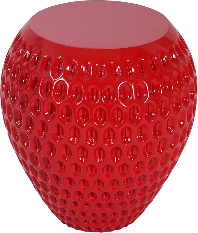 Christopher Knight Home Veygar MGO Outdoor Side Table with Flat Round Top, Lightweight Concrete Accent Table for Indoor/Outdoor Usage, Cute Strawberry-Inspired Small End Table, No Assembly, Red