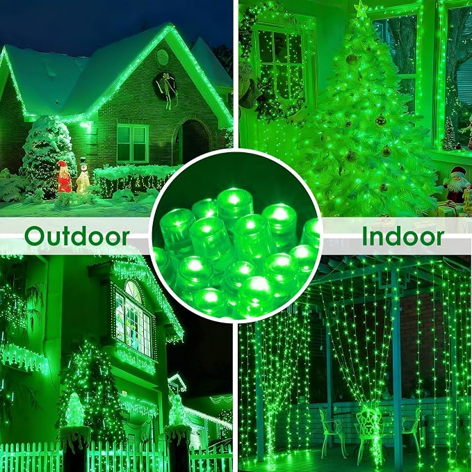 88FT 240LED Extra-Long Connectable String Lights Indoor Outdoor Clear Wire, Green Christmas String Lights, Plug in Twinkle Fairy Light with Timer for Wedding Patio Tree Yard Christmas Decorations