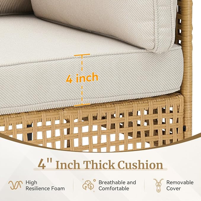 Belord Patio Conversation Sets, Boho Outdoor Furniture with Waterproof Cushions, Wicker Patio Furniture for Porch, Balcony (2 Pieces)