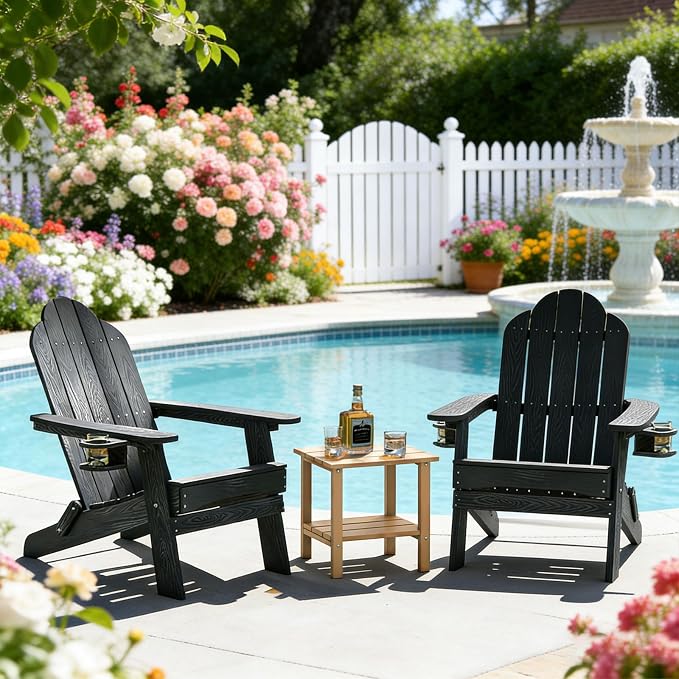 OTSUN Adirondack Outdoor Side Table, HDPE Small Outside Side Table Weather Resistant Easy Maintenance for Patio Porch Deck & Backyard