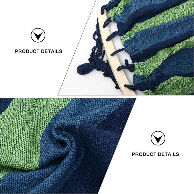 Toddmomy Outdoor Travel Hammock Striped Canvas Extra-Wide Swing Bed 190x100cm Portable Camping Hammock Suitable for Hiking and Patio Use