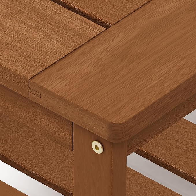 Furinno TIOMAN Patio Table, Outdoor Coffee Table with Shelf, Side Table for Patio Garden Porch, Teak Oil Finish, Light Wood