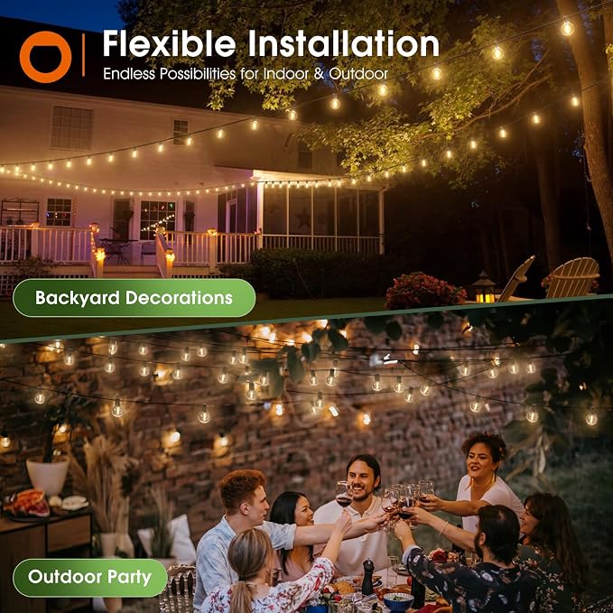addlon 200FT(2 Pack*100FT) Solar String Lights Outdoor Waterproof Remote | Dimmable Commercial Grade Solar Powered String Lights with 108 LED Bulbs, Hanging Light for Backyard Party Decor