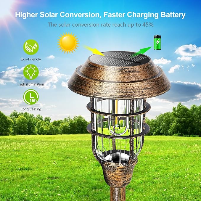 LETMY Solar Outdoor Lights, 12 Pack Bright Solar Pathway Lights Outdoor Waterproof, Up to 15 Hrs Auto On/Off Solar Garden Lights Outdoor Solar Lights for Yard Patio Walkway Driveway Pathway - Bronze