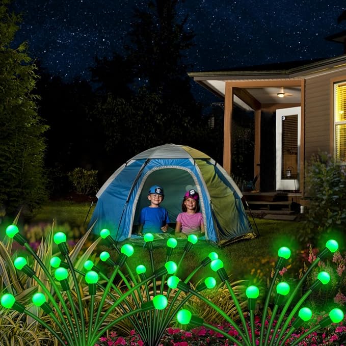 Kohlrabi Solar St Patricks Day Lights Outdoor, 2 Pack 16 LED Solar Green Firefly Lights, Waterproof Wind Swaying Light for St. Patrick's Day Irish Day Outside Yard Patio Decoration