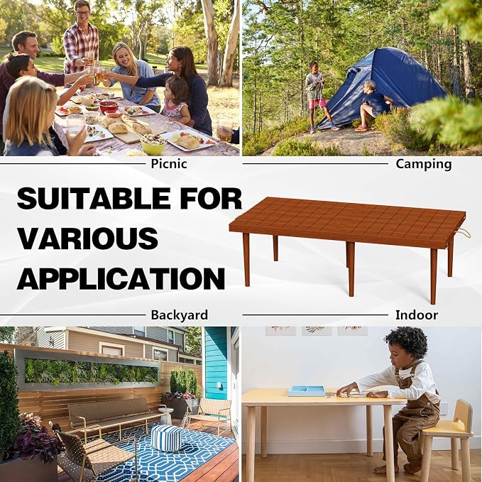 22x44 Inch Boho Low Picnic Wood Table - Foldable Design and 13inch Wood Table Leg for Sitting On The Floor Low Height Floor Picnic Table Encourage A Laid-Back Vibe At Home Or in Nature