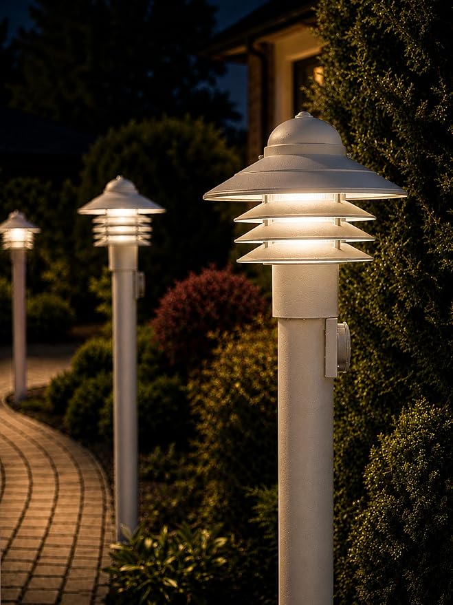 Nautical Post Mount Outdoor Lighting, Salt-Air Tough Rust-Proof Non-Metallic Coastal Lamps, Fits 3" Poles, UL Listed Dock Patio Fence Deck Porch Outdoor Walkway Lights, USA Made, Matte White | Anti-Rust, Waterproof Coastal Outdoor LED Lighting for Yard...