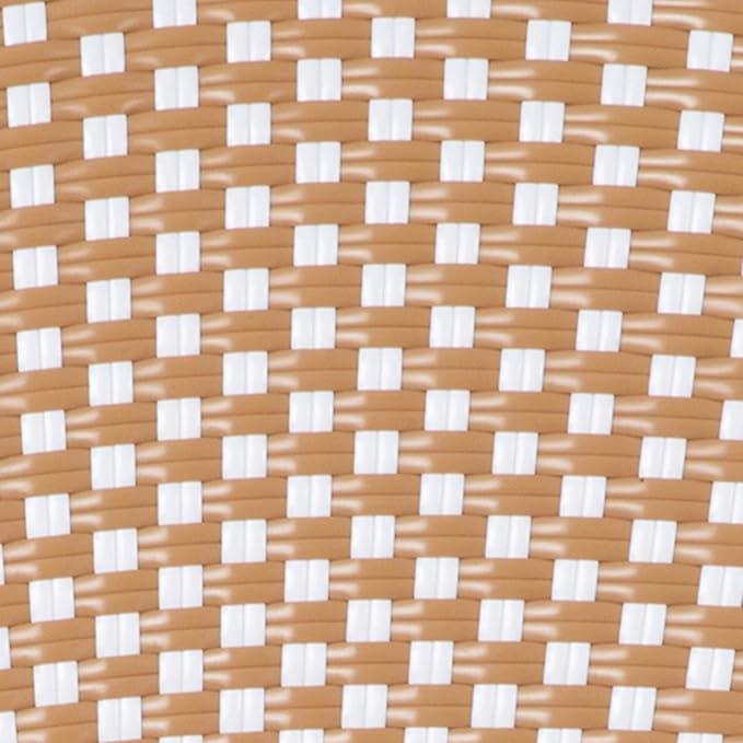 Flash Furniture Lourdes Indoor/Outdoor Commercial Bistro Table - Tempered Glass Top - PE Rattan - Lt NAT Bamboo Print Aluminum Frame - 31.5" - NAT/White