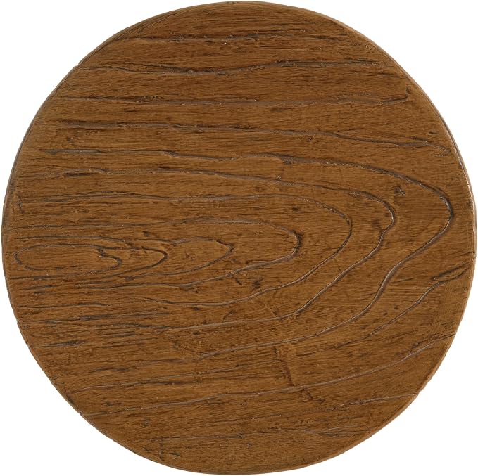 Merax Small Outdoor Patio Side Table, Modern MGO Round Accent End Table with Pear-Shaped Base & Faux Wood Grain Top, Beige Sculptural Finish, 19.3" Height Side Table for Poolish Garden Balcony