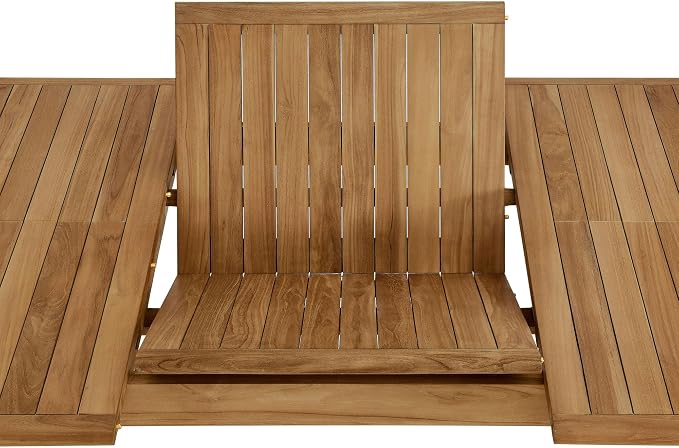 Modway Vienna Outdoor Patio Teak Wood Extendable Dining Table in Natural