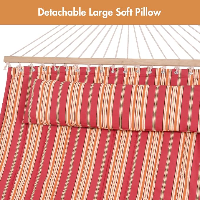 ANOW Outdoor Hammock with Stand 12FT, Heavy Duty Hammocks with Stand Included, 450 LBS Weight Capacity, Red Stripes