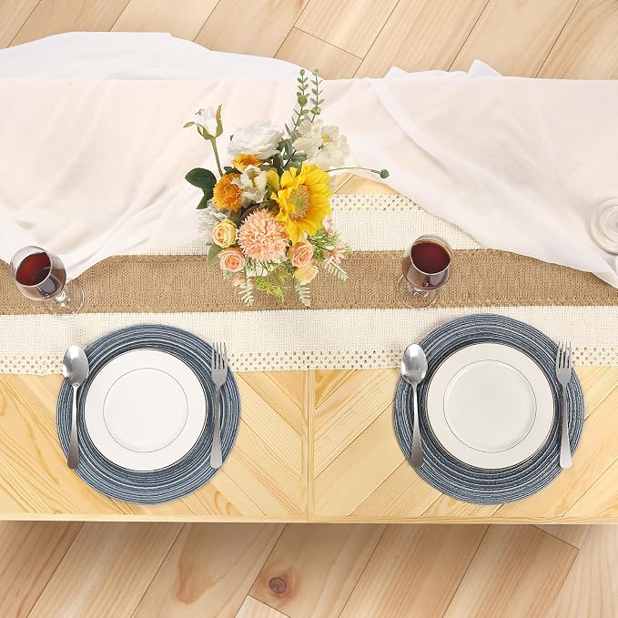 Folding Picnic Table with Table Runner, Portable Boho Low Picnic Table for Indoor Outdoor, 44" x 22" Wooden Table with Adjustable Heights for Camping, Wedding, Beach, Garden, Party(Small Size for 4)
