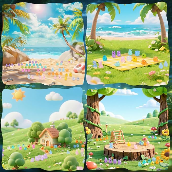110 Pcs Mystery Mini Resin Animal Blind Bags, 60+ Variety Combination Set for Classroom Prizes, Party Favors, Glow in the Dark Luminous Miniature Figurines Bulk for Fairy Garden, DIY Decor