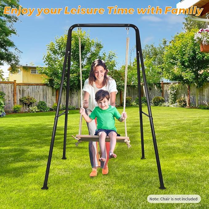 Swing Stand Only, Hammock Chair Stand, Heavy-Duty Metal Stand, Multi-Use Swing Frame for Indoor and Outdoor, Backyard, Max Load 300lbs, Hammock Chair not Included (Black)