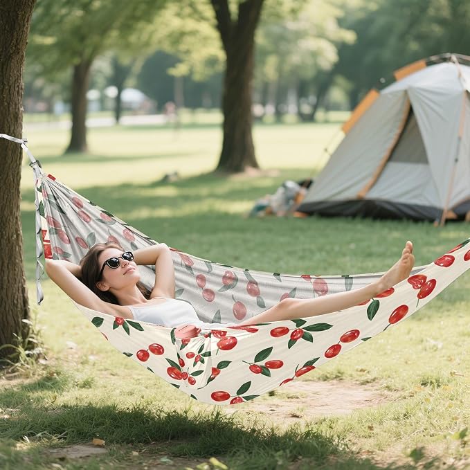 Camping Hammock Outdoor Hammocks for Outside Red Dates Cherry Tomato Beach Trees Portable Lightweight with Pockets Tree Straps Indoor