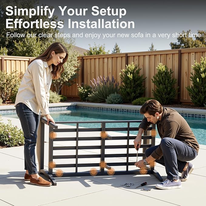 Aluminum Outdoor Patio Furniture Set 4-Seat, Patio Conversation Set Sectional Furniture Set with High Backrest & Thickened Cushions for Garden, Backyard, Poolside, Navy Blue