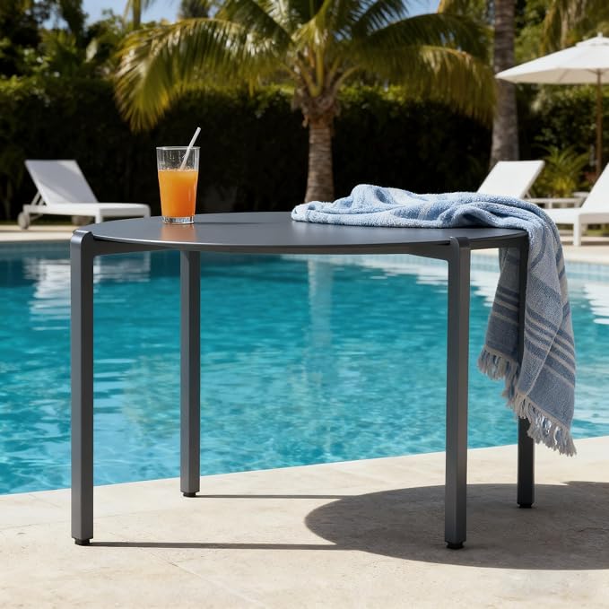 Aluminum Outdoor Coffee Table, Rustproof Patio Side Table | Powder-coated scratch-resistant aluminum top, all-weather frame, easy assembly for garden, balcony & pool