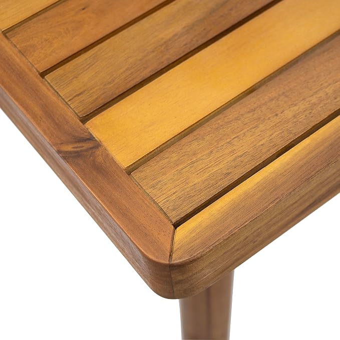 Christopher Knight Home Patio Rectangular Acacia Wood Dining Table with Umbrella Hole, Sturdy for Outdoor Dining, BBQ, Garden, Pair with Dining Chair/Bench, Teak Finish