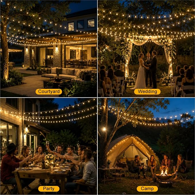 Crystal Globe String Lights 4000mAh Rechargeable Battery Operated | 33FT 100LED Outdoor Waterproof with Remote, Timer & 8 Modes,Fairy Lights for Yard Garden Patio Wedding Christmas (Warm White)