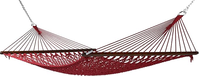 Rope Hammock and Tri Beam Stand (Red Hammock and Black Stand)