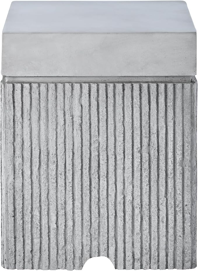 Polibi Outdoor Propane Tank Cover with Square Side Table & Fluted Texture, 100lb Capacity Weather-Resistant Enclosure for Standard 20 lb Tanks, Gray