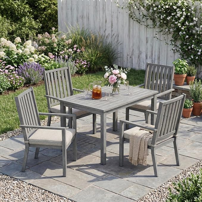 RoyalCraft Aluminum Outdoor Patio Chairs Set of 4, Outdoor Chairs with Waterproof Cushions, Outdoor Dining Chairs with Armrests, Metal Patio Furniture Set for Porch, Balcony, Deck, Backyard, Grey